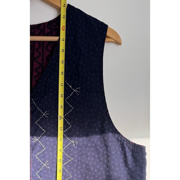Vintage Reversible Vest Womens Large Beaded Embroidered 90s Double Sided Boho - Picture 3 of 16